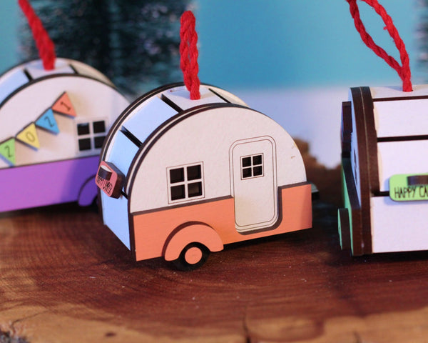 2022 Tiny Retro Camper Ornament in Pastel colors - ThePebblePathway