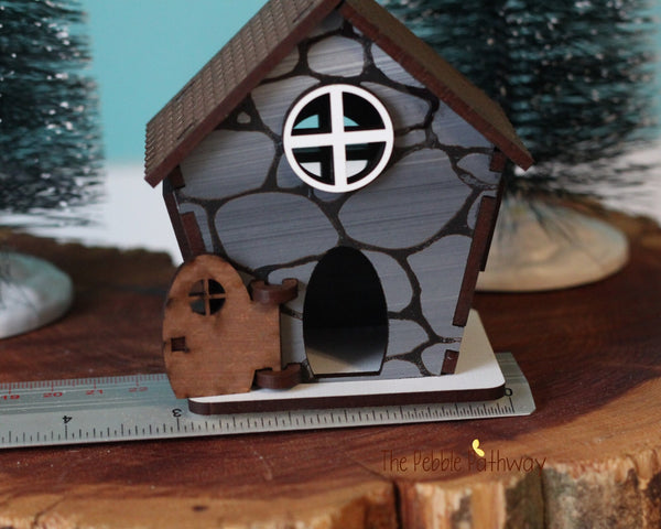 Stone look tiny home for itty bitty gnome - miniature house village cottage - ThePebblePathway