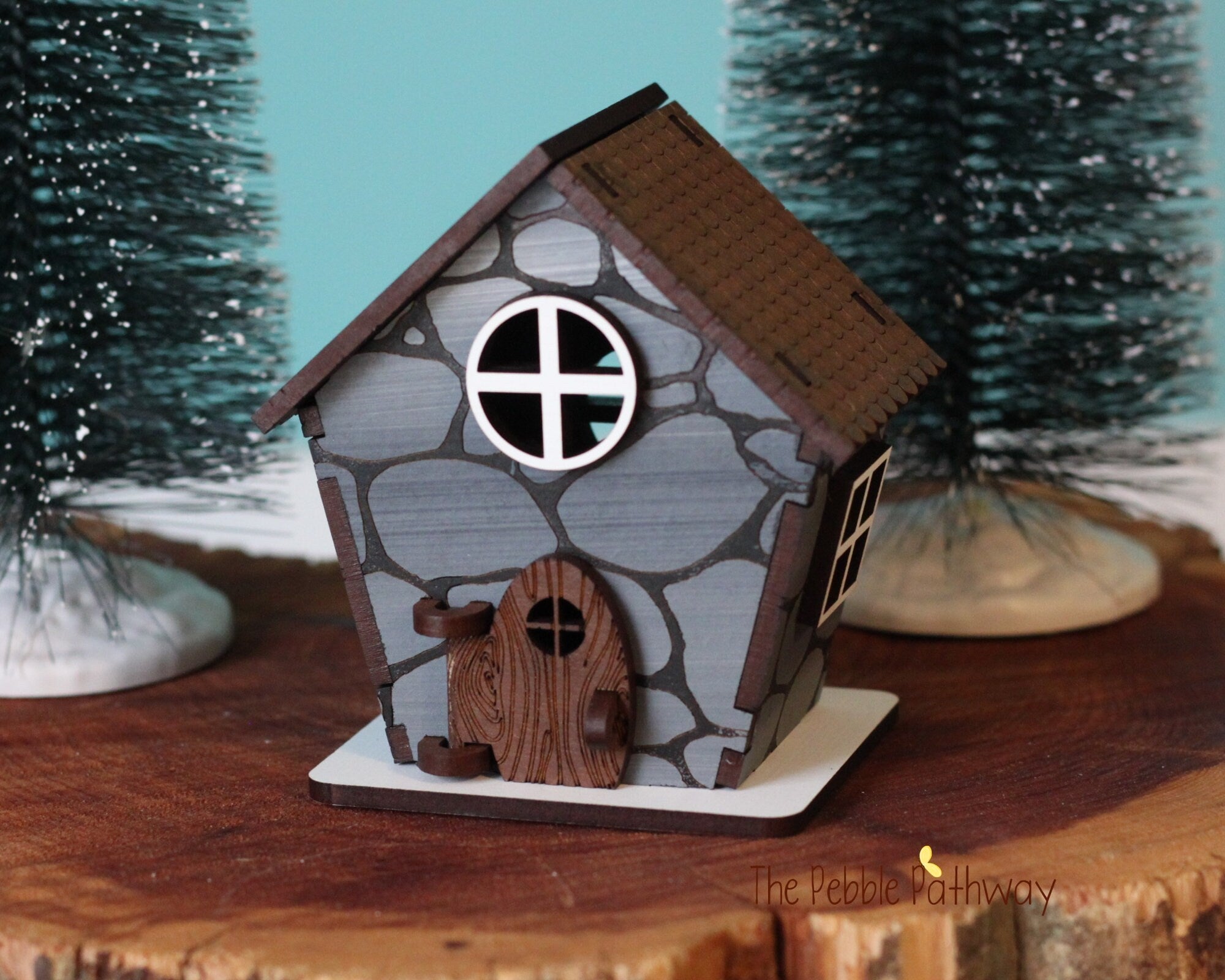 Stone look tiny home for itty bitty gnome - miniature house village cottage - ThePebblePathway