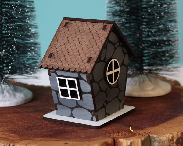 Stone look tiny home for itty bitty gnome - miniature house village cottage - ThePebblePathway