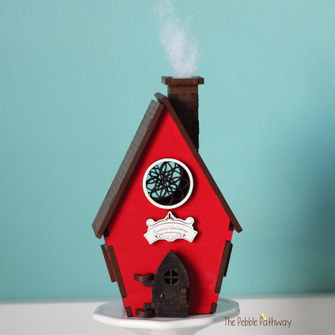 Tiny Santa's workshop cottage home for itty bitty santa gnome -  working door - ThePebblePathway