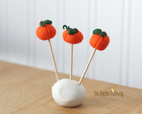 Fairy Garden Halloween Decorations - Miniature pumpkins plant pokes - Set of 3  (PP0001) - ThePebblePathway